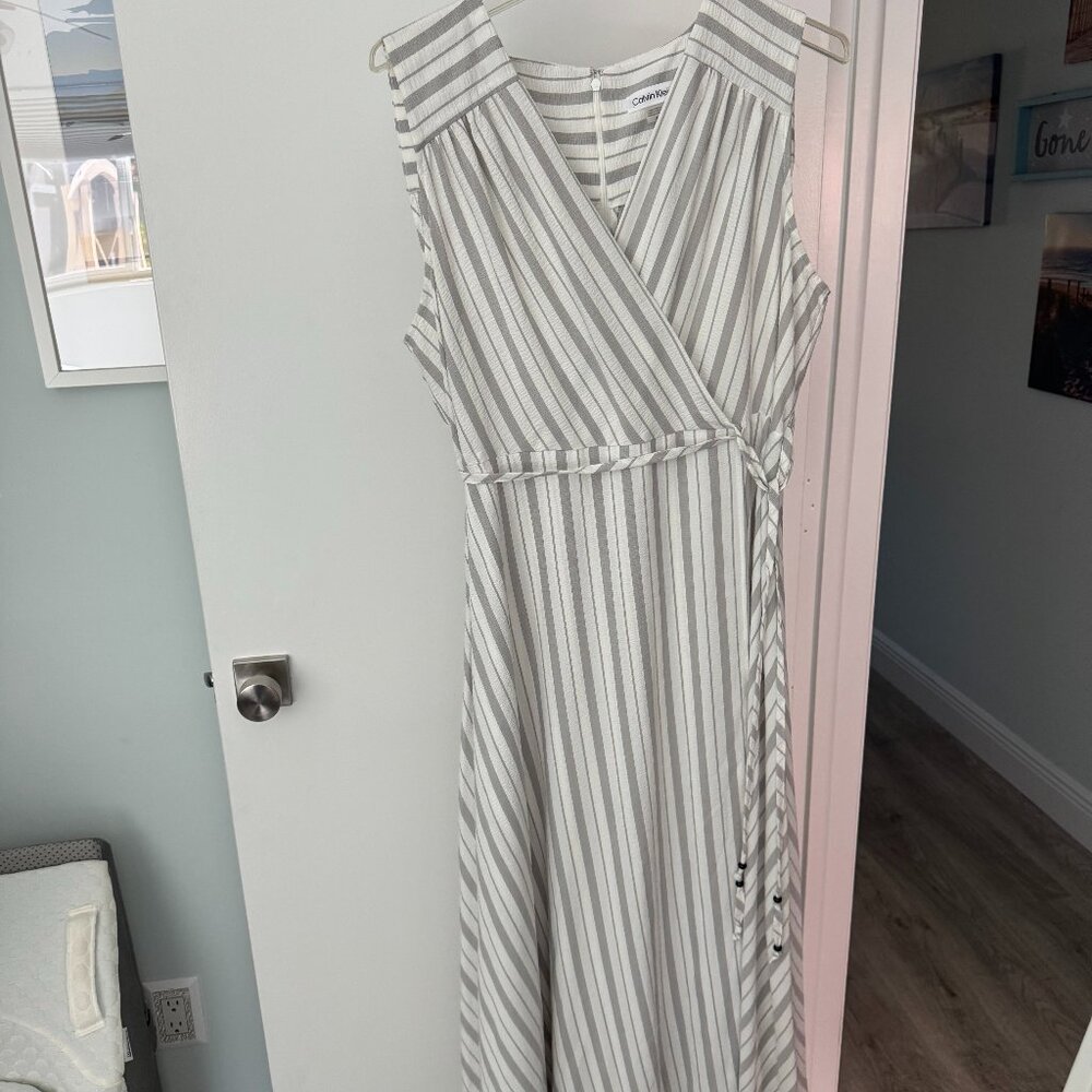 Calvin Klein striped faux-wra